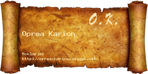 Oprea Karion névjegykártya